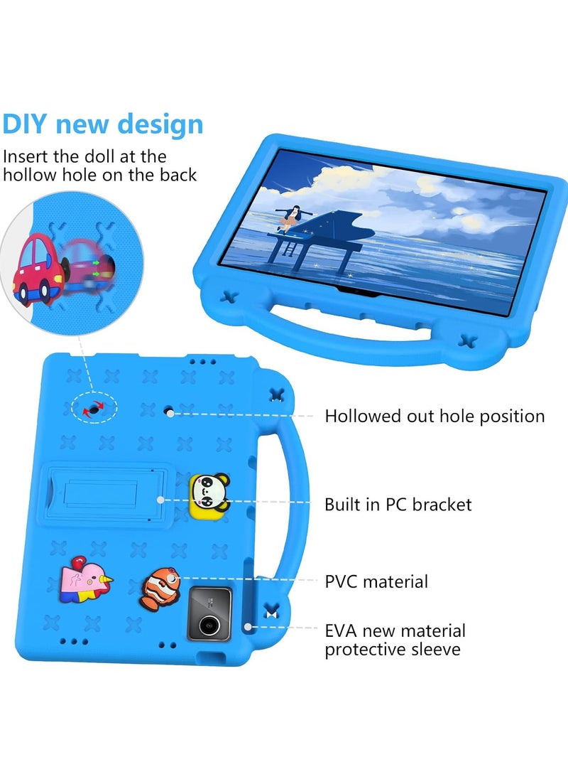 VKL - Kids Case Compatible with Lenovo Tab M11 11 Inch Tablet, EVA Cartoon Shockproof Cover with Shoulder Strap Handle Stand (Sky Blue) - Image 1