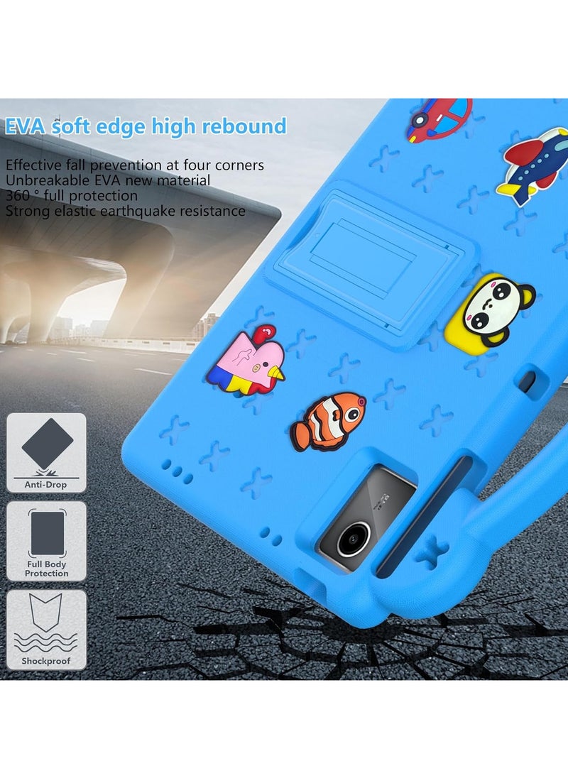 VKL - Kids Case Compatible with Lenovo Tab M11 11 Inch Tablet, EVA Cartoon Shockproof Cover with Shoulder Strap Handle Stand (Sky Blue) - Image 1