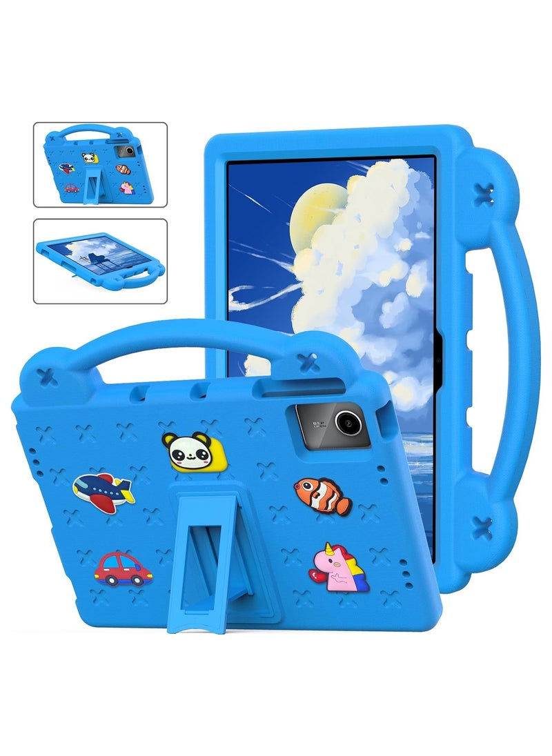 VKL - Kids Case Compatible with Lenovo Tab M11 11 Inch Tablet, EVA Cartoon Shockproof Cover with Shoulder Strap Handle Stand (Sky Blue) - Image 1
