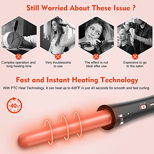 USHOW Curling Iron Set, USHOW 6 in 1 Curling Wand Set Hair Iron Kit Instant Heat Up Hair Curler with 6 Interchangeable Tourmaline Ceramic Barrels (0.35'' to 1.25'') Temperature Adjustments, with Gloves - Image 5
