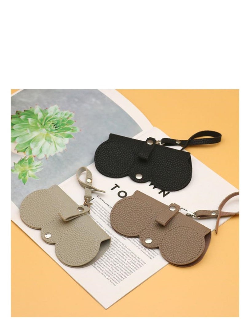 Golden 3 Piece Portable Eyeglass Case Portable Glasses Bag Creative Glasses Box Anti-Stress Sun Glasses Storage Bag Men & Women Myopia Glasses Protective Cover, Ultra-Fine Leather Soft & Protective(3 Colors) - Image 1