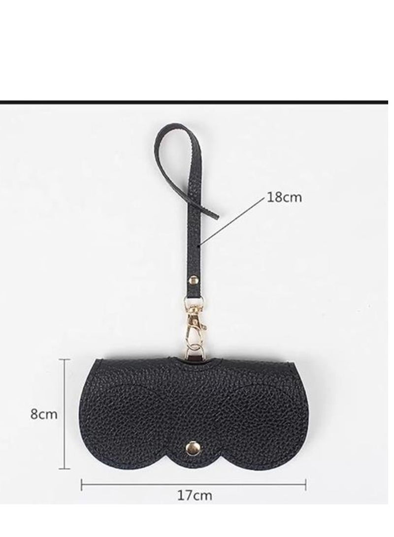 Golden 3 Piece Portable Eyeglass Case Portable Glasses Bag Creative Glasses Box Anti-Stress Sun Glasses Storage Bag Men & Women Myopia Glasses Protective Cover, Ultra-Fine Leather Soft & Protective(3 Colors) - Image 2