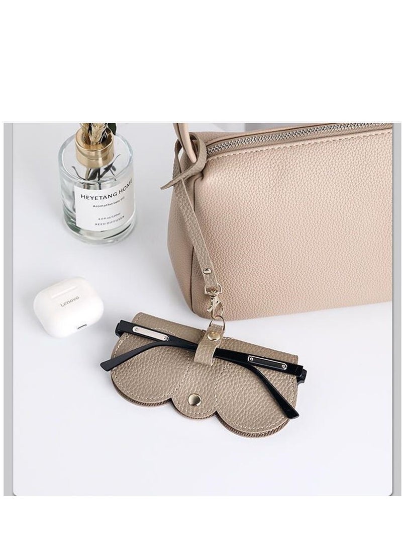 Golden 3 Piece Portable Eyeglass Case Portable Glasses Bag Creative Glasses Box Anti-Stress Sun Glasses Storage Bag Men & Women Myopia Glasses Protective Cover, Ultra-Fine Leather Soft & Protective(3 Colors) - Image 3