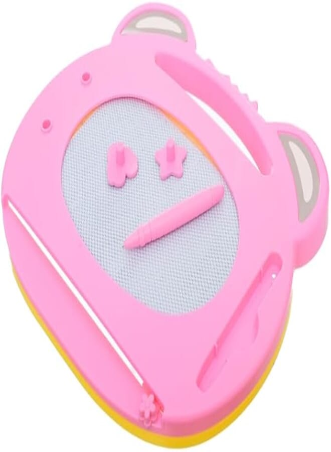 Plastic Magnetic Erasable Drawing And Writing Board Cute Bear Design Aiming To Teach Children All hand-eye coordination Skills 30x30cm - Pink 