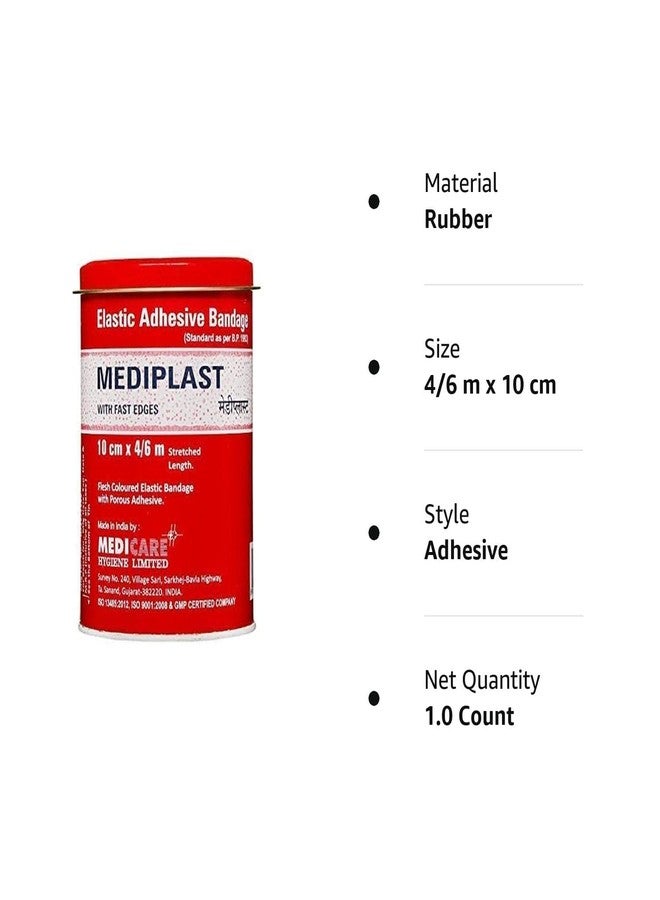 MEDICARE Mediplast Elastic Adhesive Bandage, 10cm x 4/6m, Flesh Coloured, Pack of 1 - Image 2