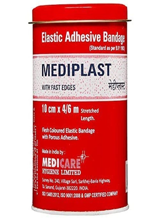 MEDICARE Mediplast Elastic Adhesive Bandage, 10cm x 4/6m, Flesh Coloured, Pack of 1 - Image 1