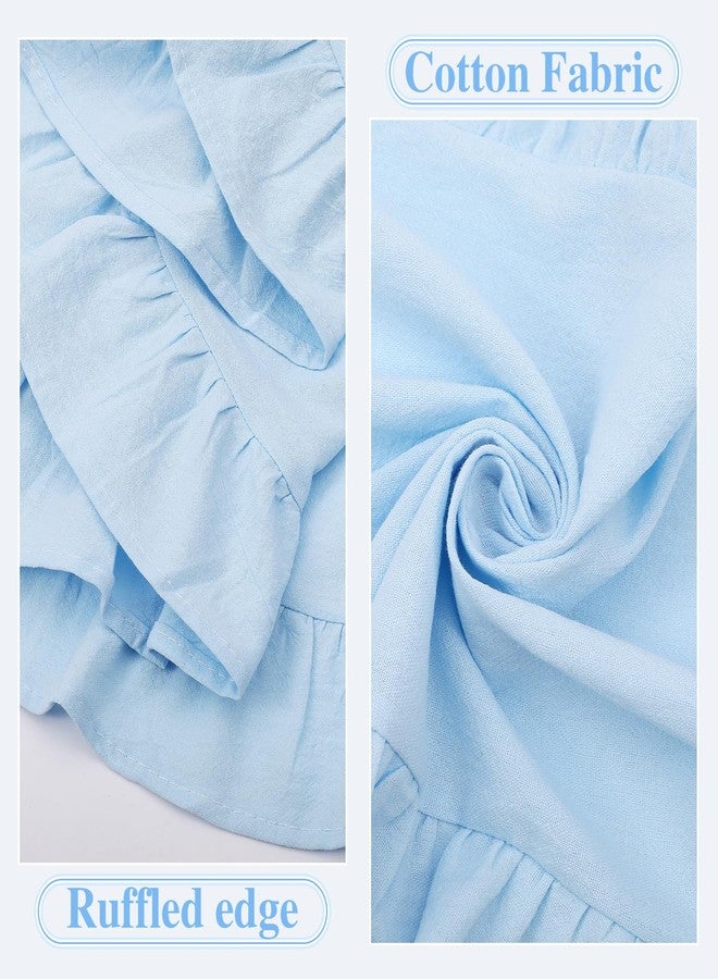 Oudain Dusty Blue Ruffle Table Runner Cotton Fabric 118 x 13.8'' Farmhouse Rustic Ruffled Edge Table Runner Wedding Decor for Spring Baby Shower Bridal Shower Party - Image 5