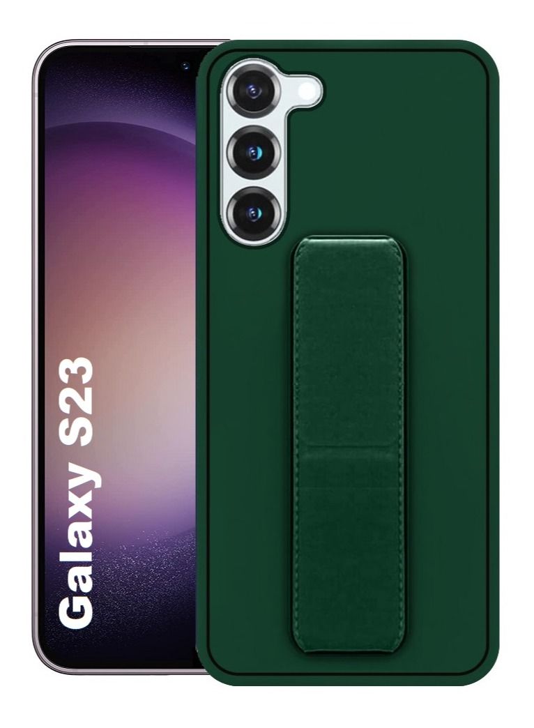 CATANES Samsung Galaxy S23 Grip Case Magnetic Kickstand Cover with Foldable Hand Strap Green - Image 1