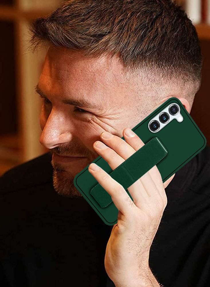 CATANES Samsung Galaxy S23 Grip Case Magnetic Kickstand Cover with Foldable Hand Strap Green - Image 3