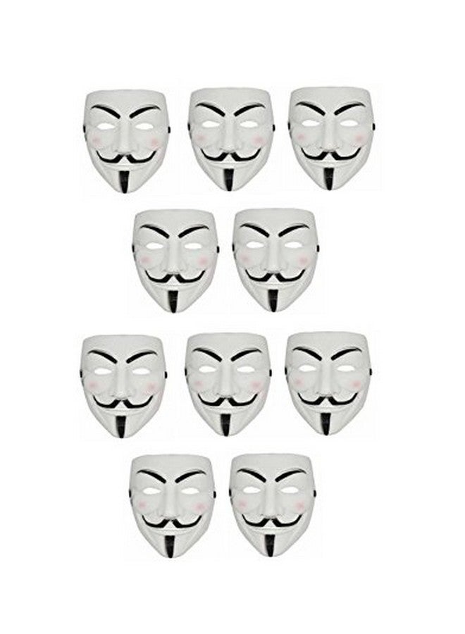 HK balloons V for Vendetta Comic Face Mask Anonymous Guy Fawkes, White (Pack of 10, White) - Image 1