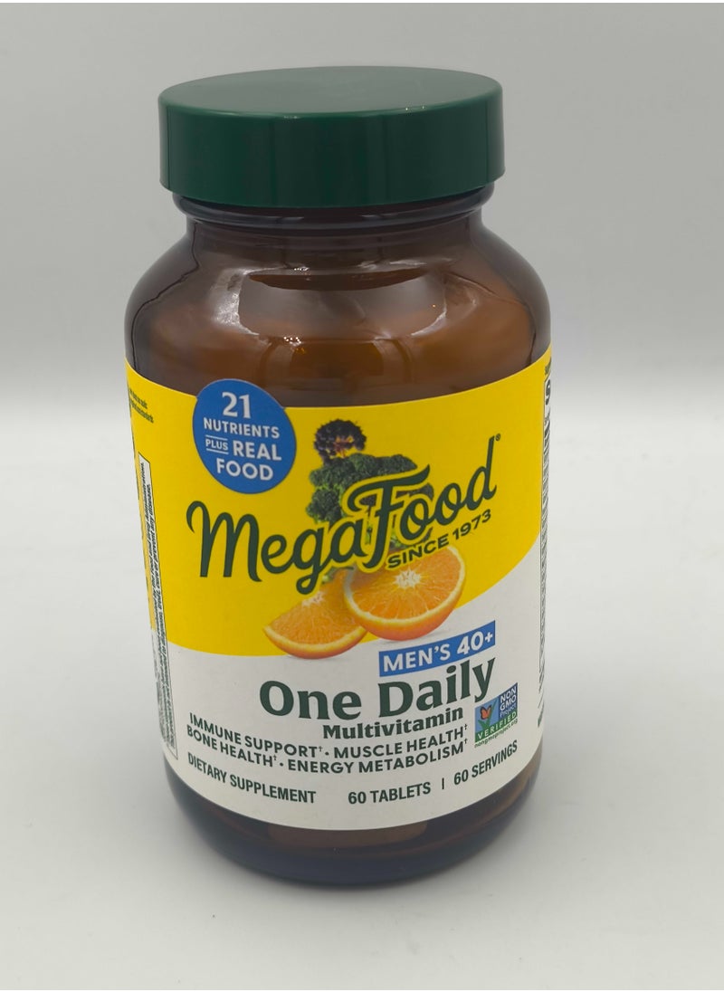 MegaFood MegaFood Men's 40+ One Daily Multivitamin Immune Support Muscle Health Bone Health-Energy Metabolism Dietary Supplement 60 Tablets / 60 Servings  - Image 1