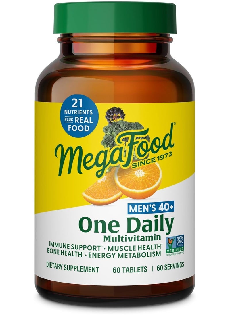 MegaFood MegaFood Men's 40+ One Daily Multivitamin Immune Support Muscle Health Bone Health-Energy Metabolism Dietary Supplement 60 Tablets / 60 Servings  - Image 1