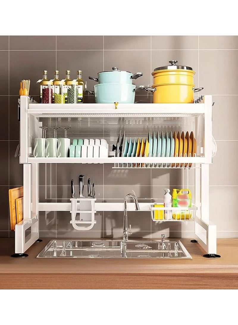 DubaiGallery Over Sink Dish Drying Rack - Space Saving Kitchen Sink Rack with Shelf and Drainer Perfect for Over the Sink and Over the Counter with Cover - Image 3