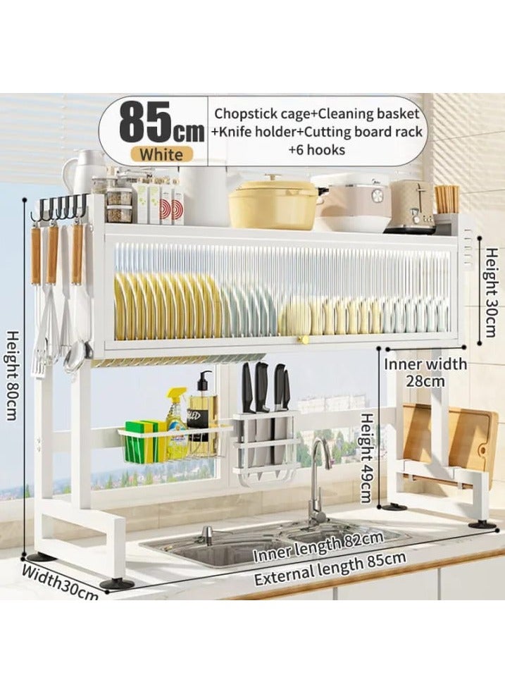 DubaiGallery Over Sink Dish Drying Rack - Space Saving Kitchen Sink Rack with Shelf and Drainer Perfect for Over the Sink and Over the Counter with Cover - Image 4