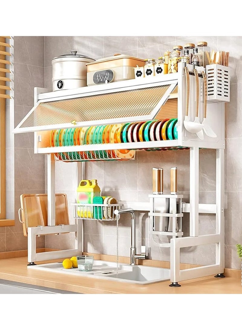 DubaiGallery Over Sink Dish Drying Rack - Space Saving Kitchen Sink Rack with Shelf and Drainer Perfect for Over the Sink and Over the Counter with Cover - Image 2
