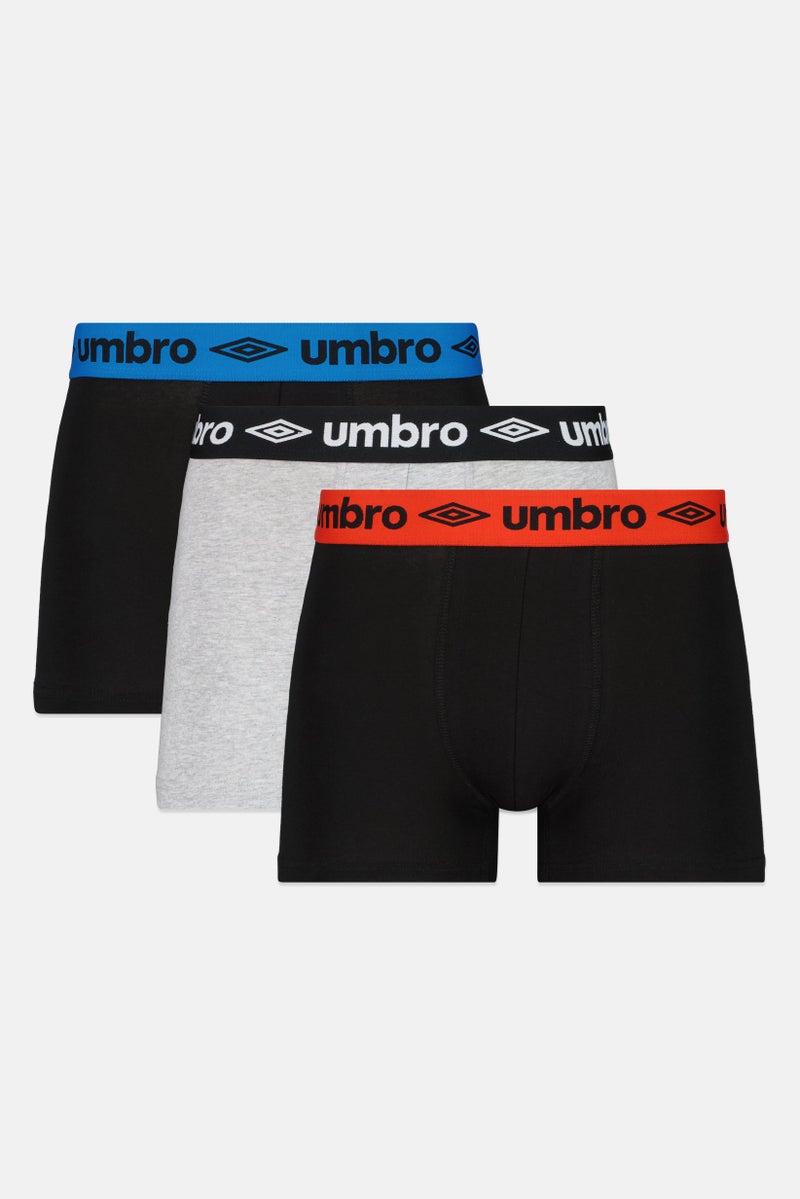 umbro شورت بوكسر رجالي 3 قطع بشعار العلامة التجارية، متعدد الألوان - Image 1