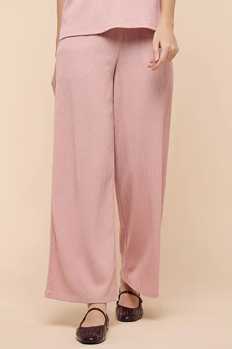 أر أند بي Textured Wide Leg Pants with Drawstring Waist