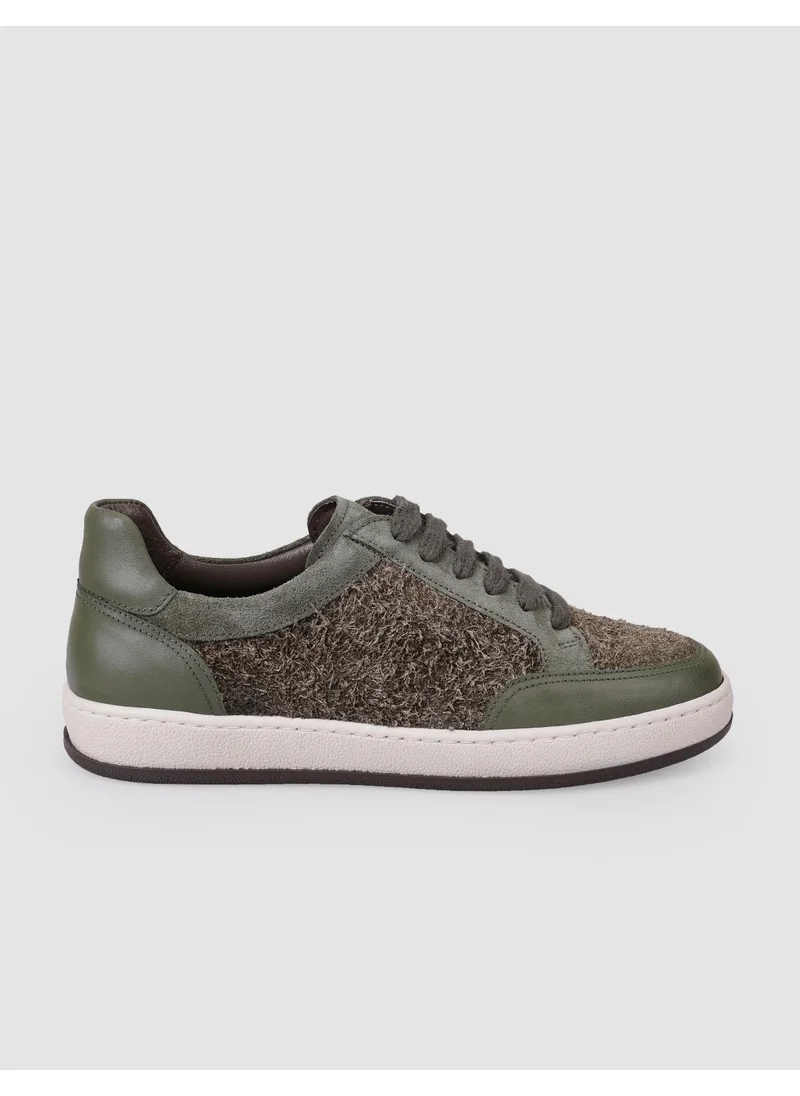 Cabani 100% Genuine Leather Green Lace-Up Women's Sneakers