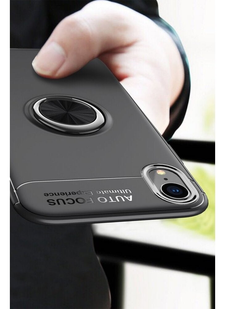 Apple iPhone Xr Case with Ring Silicone Range - Black-Red