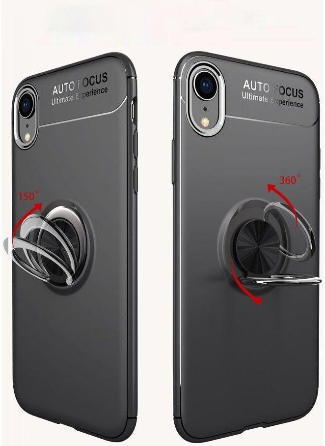 Apple iPhone Xr Case with Ring Silicone Range - Black-Red