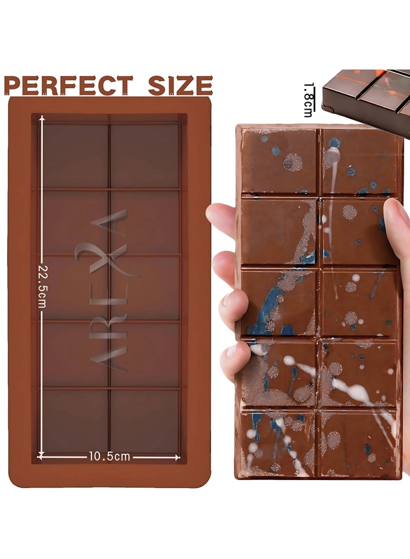 AREXA 2 Pack Deep Silicone Chocolate Bar Molds – 1-Inch-Thick Large Candy Bar Mold for Stuffed Chocolate, Filled Knafeh Pistachio Bars, Big Deep Molds for DIY Dessert, Baking, Candy Making & Gifts  - Image 2