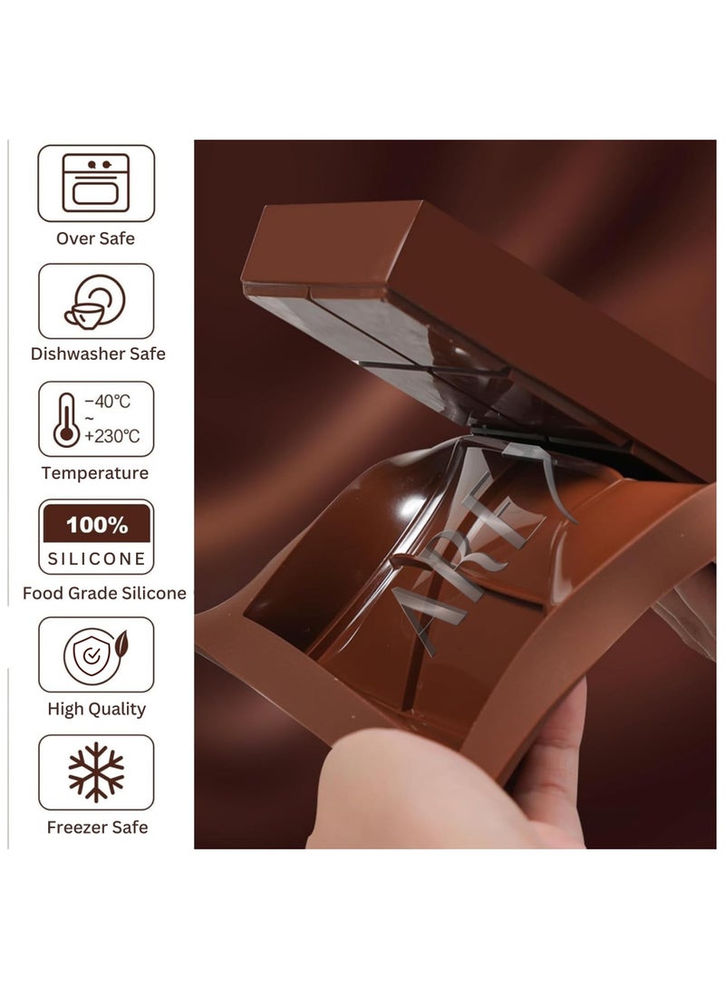 AREXA 2 Pack Deep Silicone Chocolate Bar Molds – 1-Inch-Thick Large Candy Bar Mold for Stuffed Chocolate, Filled Knafeh Pistachio Bars, Big Deep Molds for DIY Dessert, Baking, Candy Making & Gifts  - Image 3