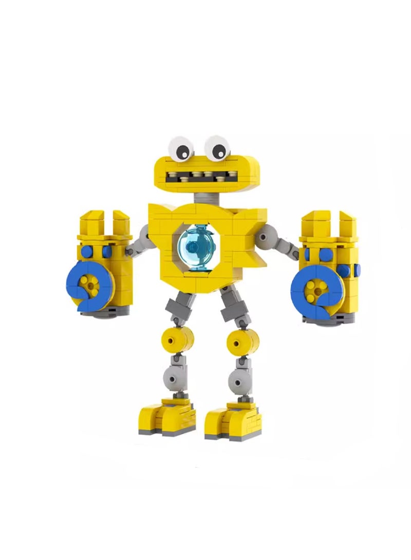 Children's Self-assembly Small Particle Toy Building Blocks Large Yellow Music Monster Model Hand-made Creative Puzzle Toys - Image 1