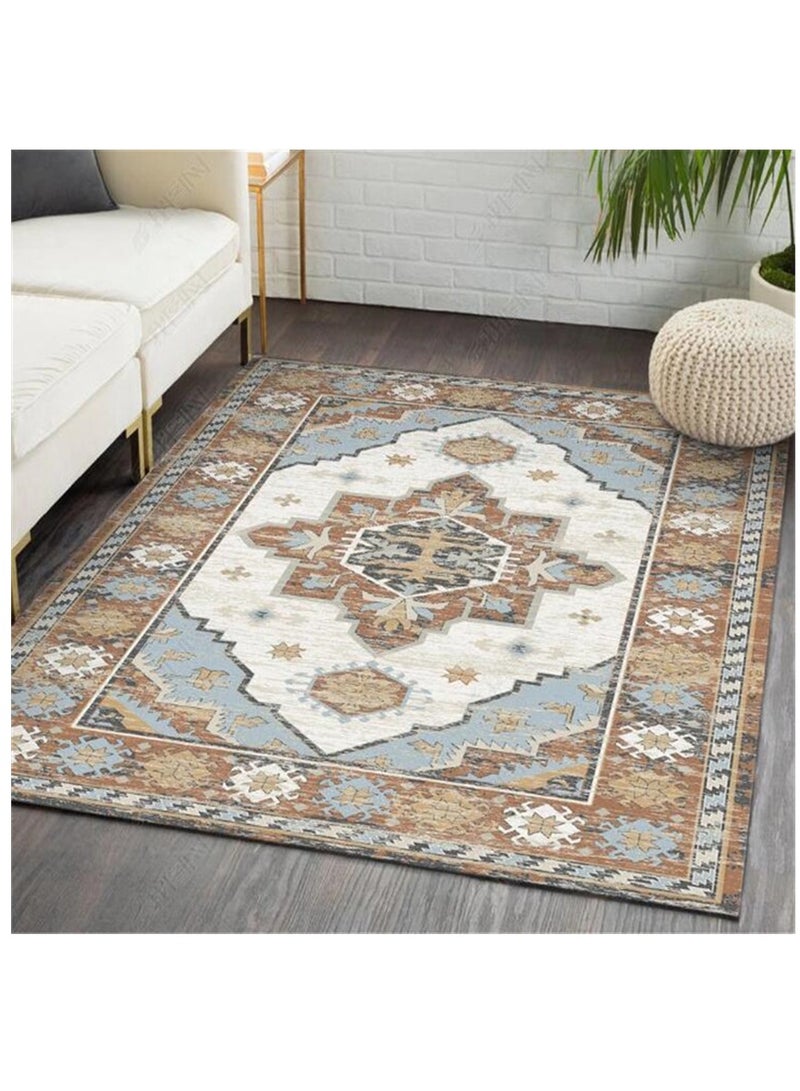 Washable Carpet, Modern Non-Slip Area Rugs with Print Boho, Home Decor Thin Vintage Floor Carpet Indoor Mat Floral Print Rugs for Living Room Bedroom Dining Room Office (Grey 200*300cm) ﻿  - Image 2