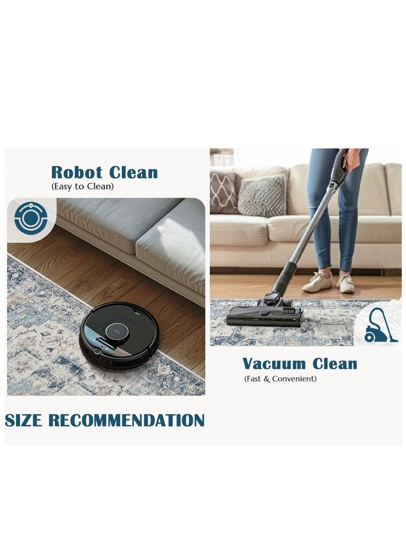 Washable Carpet, Modern Non-Slip Area Rugs with Print Boho, Home Decor Thin Vintage Floor Carpet Indoor Mat Floral Print Rugs for Living Room Bedroom Dining Room Office (Grey 200*300cm) ﻿  - Image 4