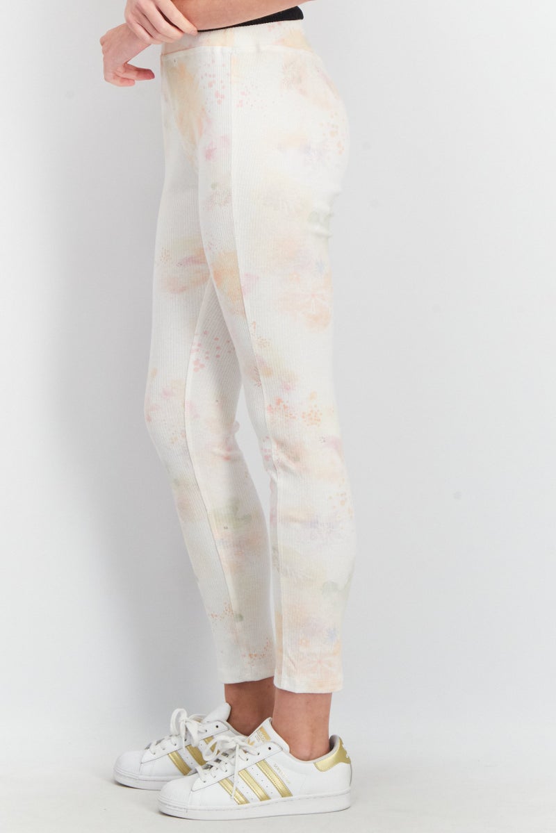 Splendid Women Regular Fit Pull On  Ribbed Pants, Cream Combo - Image 4