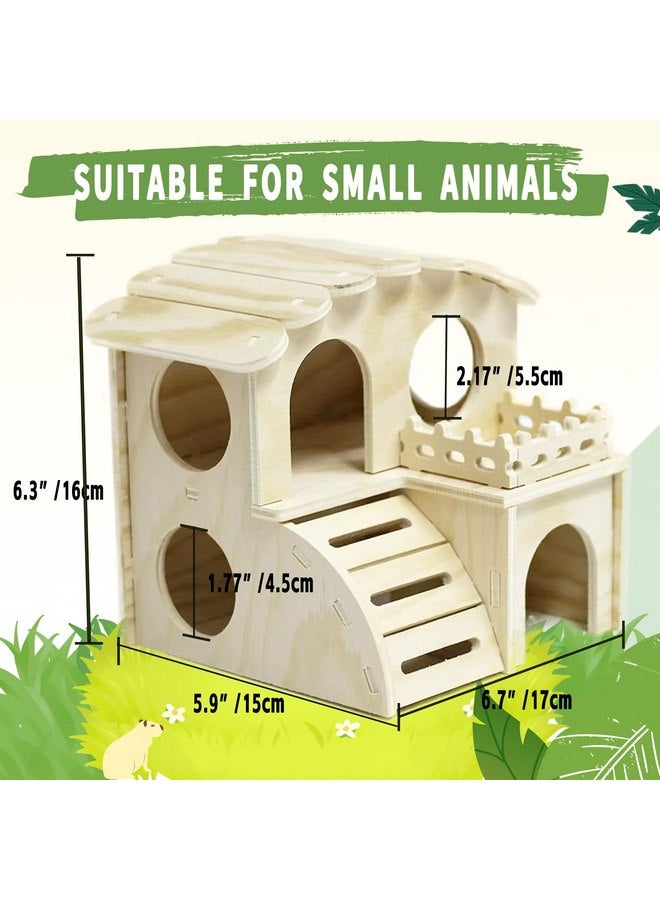 Generic Fulxposs Hamster Cage Accessories,Hamster Hideout,Small Pets Activity Toy Woodland House,Wooden Rat Playground Platform Habitats Decor (Double Layered)  - Image 2