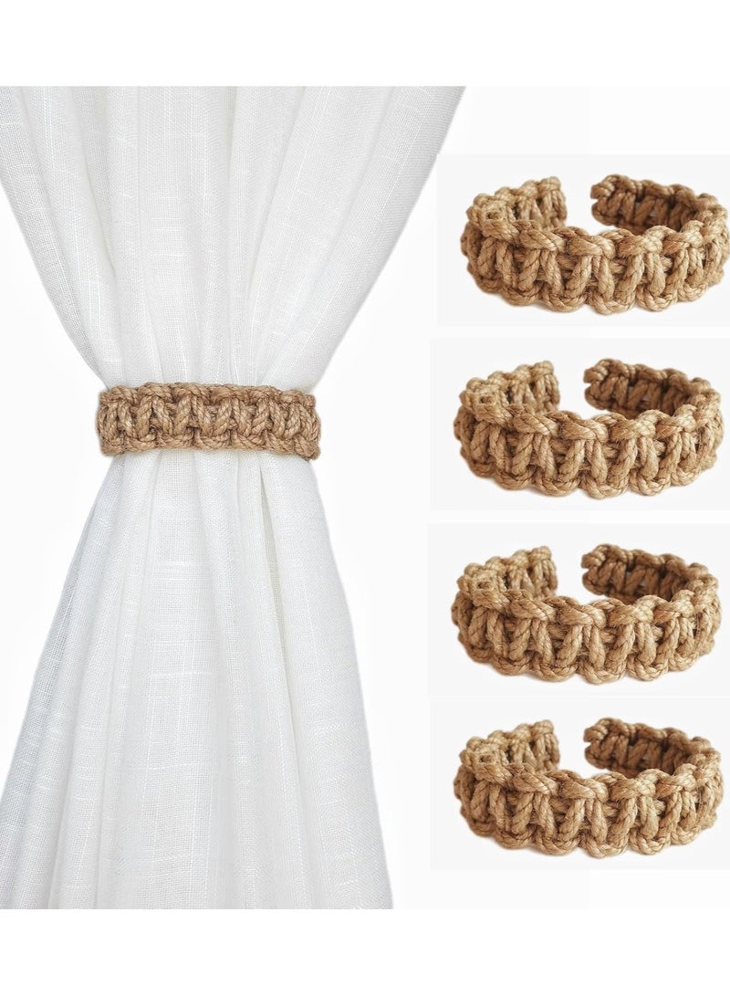 4pcs woven curtain straps, rural style curtain straps, 4-piece set, handmade curtain straps, suitable for lightweight curtains - Image 1