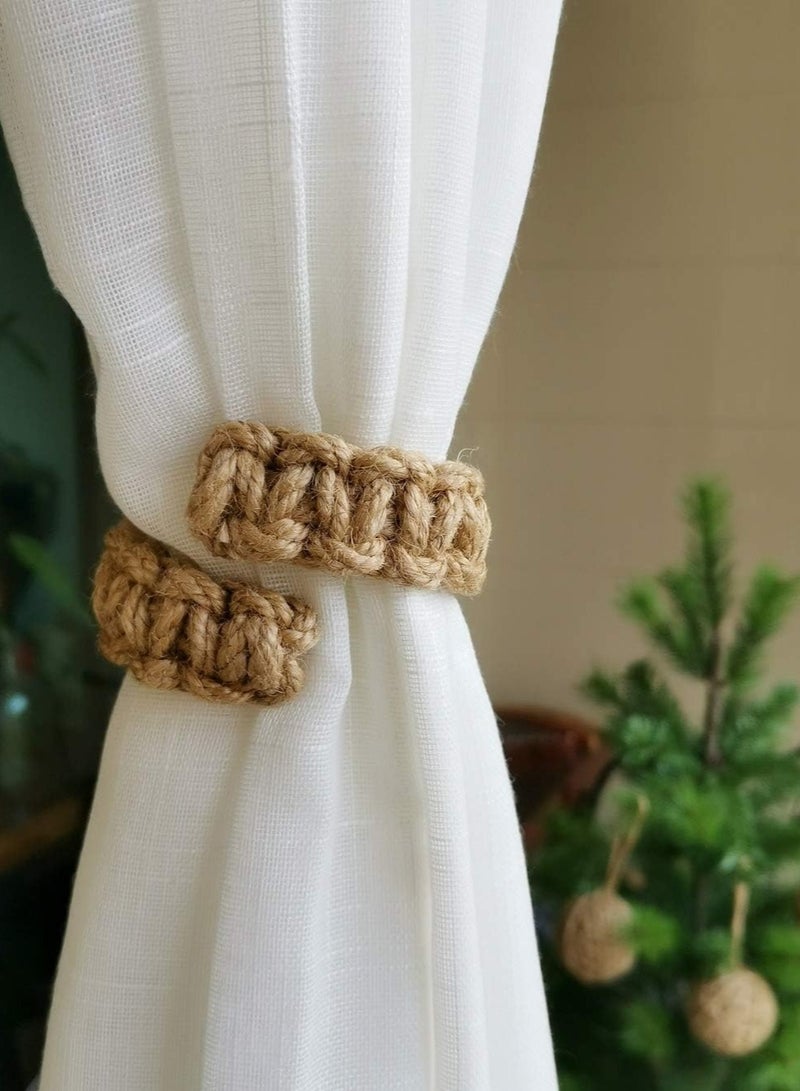 4pcs woven curtain straps, rural style curtain straps, 4-piece set, handmade curtain straps, suitable for lightweight curtains - Image 3