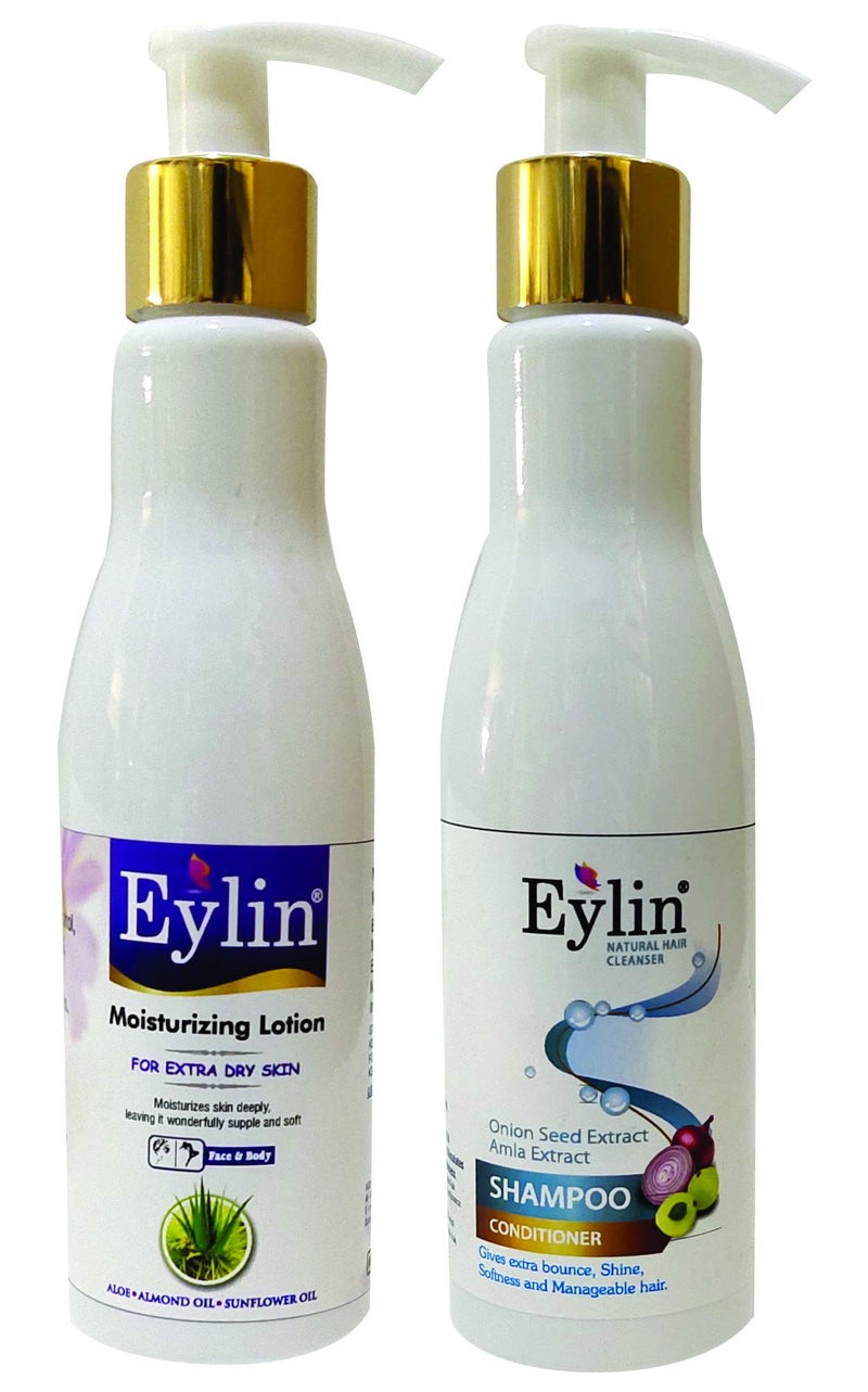 Eylin Soft Care Sulphate & Paraben Free shampoo-200ml + Eylin Moisturizing Face/Body Lotion-180ml.. Total 2 Units - Image 1