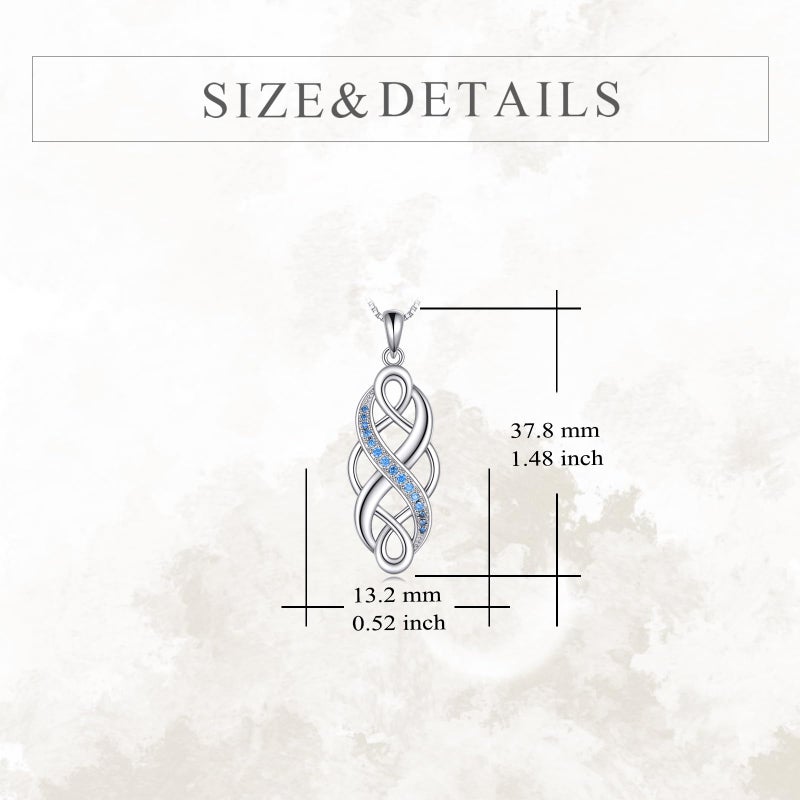 YFN Celtic jewelry for women Sterling Silver Blue Cz Birthstone Necklace Irish Celtic Knot Jewelry for Women Men 18" - Image 5