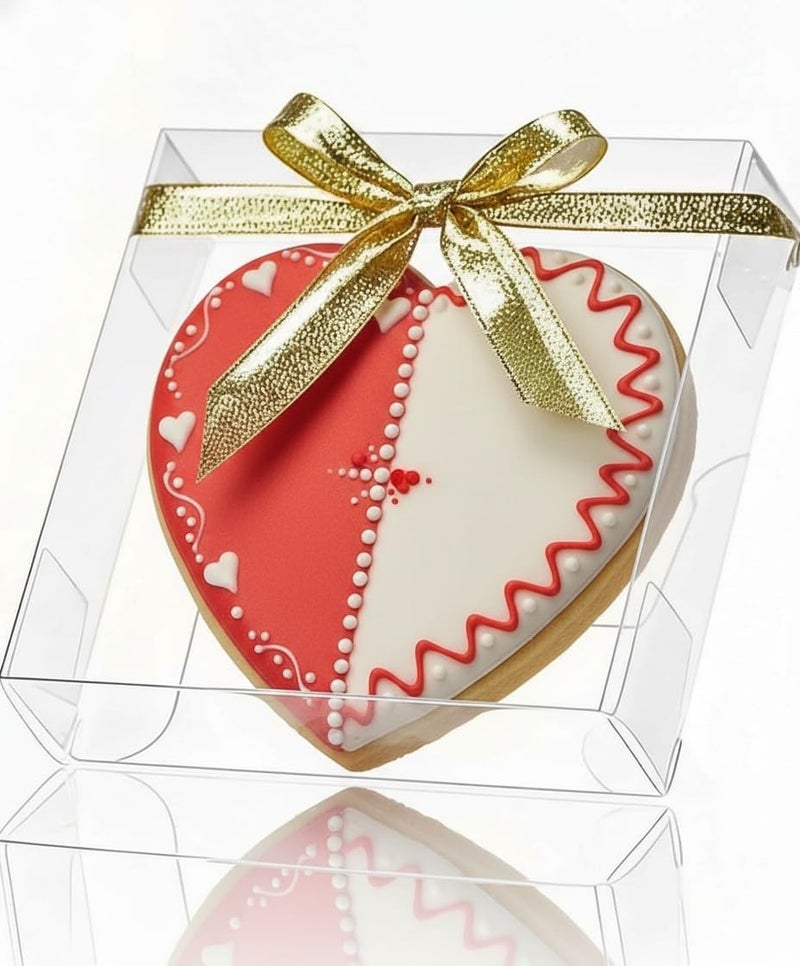 JCXGRVC 50 Pack 4x4x1.2inch Clear Single Cookies Boxes with Full Window Plastic Boxes Bakery Packaging for Small Treat Macaron Donut Chocolate Dessert Party Christmas Valentine's Mother's Day Birthday - Image 1