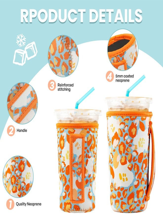 KJQJLY FEYKEY 3 Pack Reusable Iced Coffee Sleeves for Iced Coffee Cups or Drinks Reusable Neoprene Insulated Sleeves for Hot and Cold Drinks from Starbucks, Dunkin, And More (Summer Abstract Flower) - Image 4
