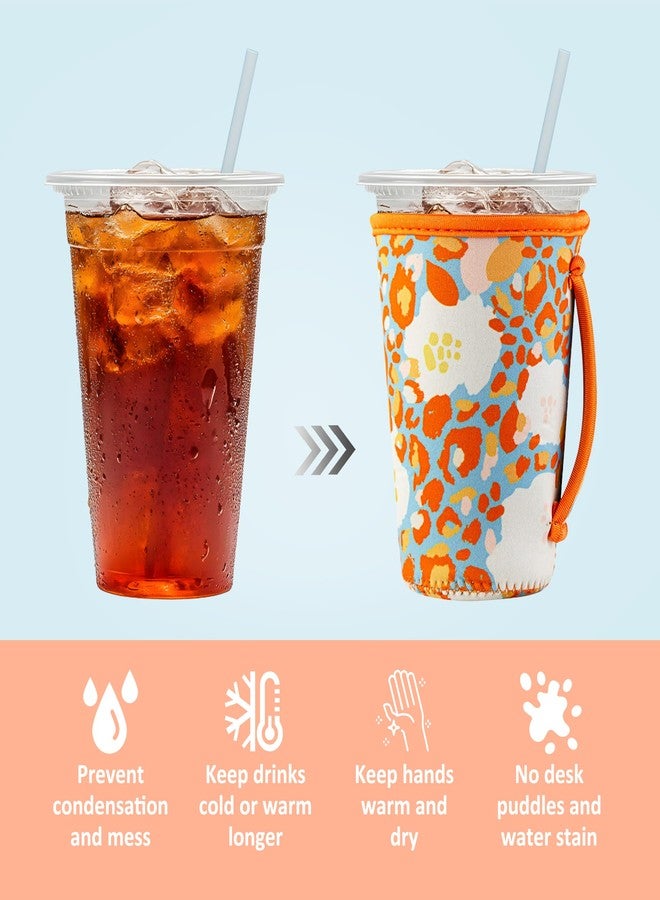 KJQJLY FEYKEY 3 Pack Reusable Iced Coffee Sleeves for Iced Coffee Cups or Drinks Reusable Neoprene Insulated Sleeves for Hot and Cold Drinks from Starbucks, Dunkin, And More (Summer Abstract Flower) - Image 3