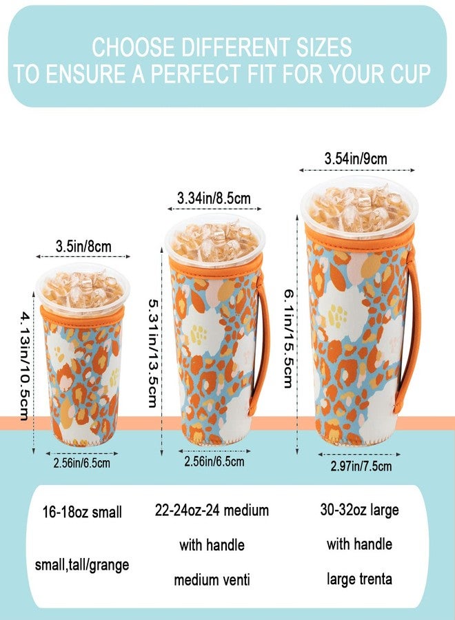 KJQJLY FEYKEY 3 Pack Reusable Iced Coffee Sleeves for Iced Coffee Cups or Drinks Reusable Neoprene Insulated Sleeves for Hot and Cold Drinks from Starbucks, Dunkin, And More (Summer Abstract Flower) - Image 2
