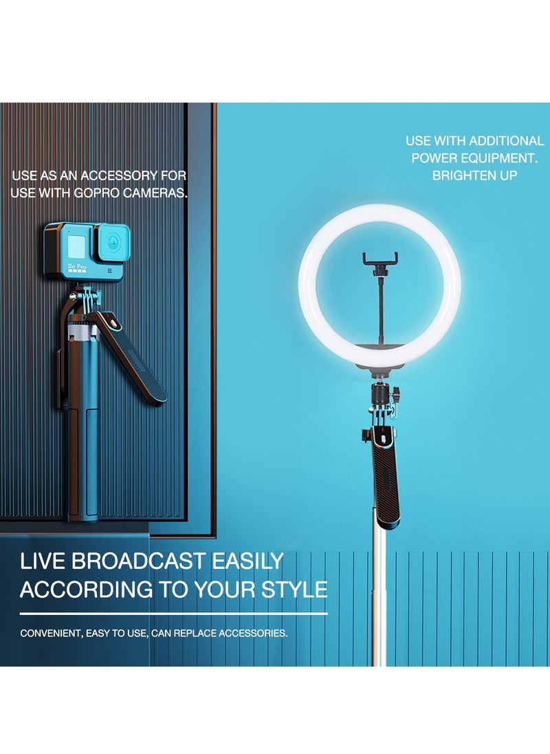 Generic - Telescopic 1.8M Bluetooth selfie stick, mobile phone selfie stick with dual lights, four-legged stand, rotatable, portable lightweight, stable durable - Image 1