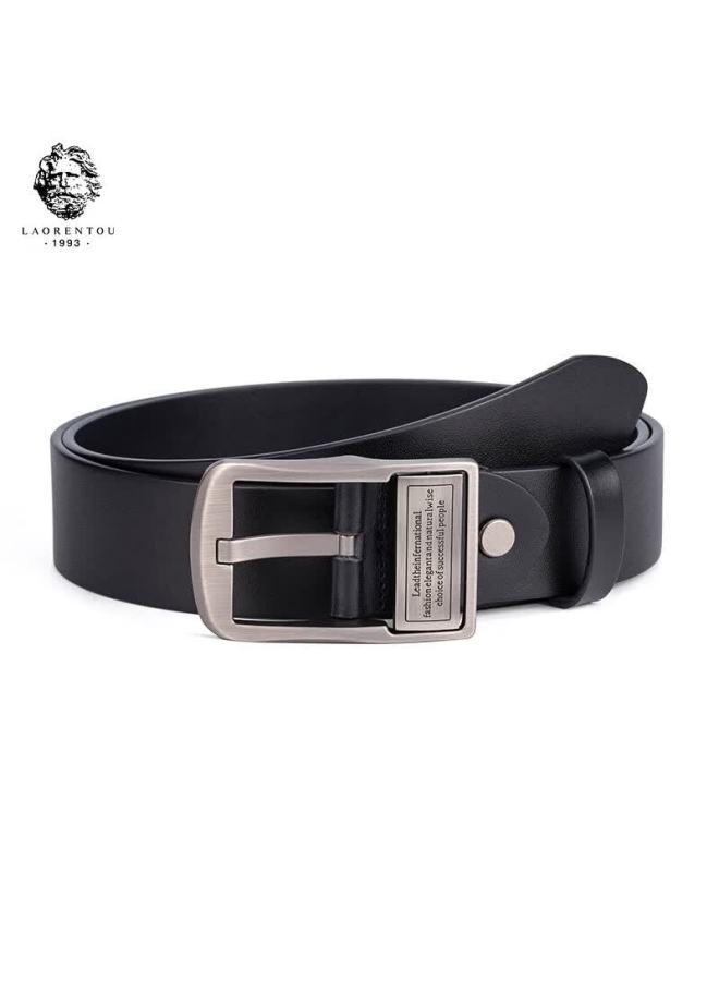 Laorentou Men's Vintage Casual Leather Belt With Pin Buckle, Versatile Cowhide Waistband For Jeans, Suitable Gift For Young And Middle-aged Men - Image 3