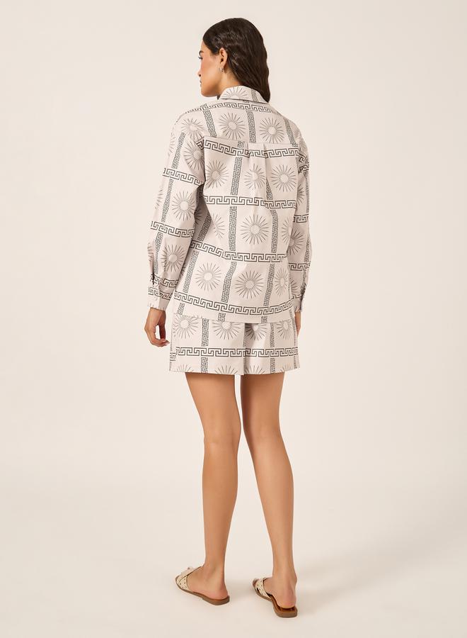 Styli All-Over Print Long Sleeve Shirt and Shorts Co-Ords  - Image 5