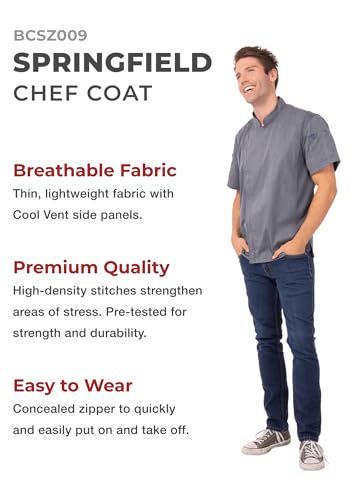 Chef Works Men's Springfield Chef Coat, Ink Blue, Medium - Image 2