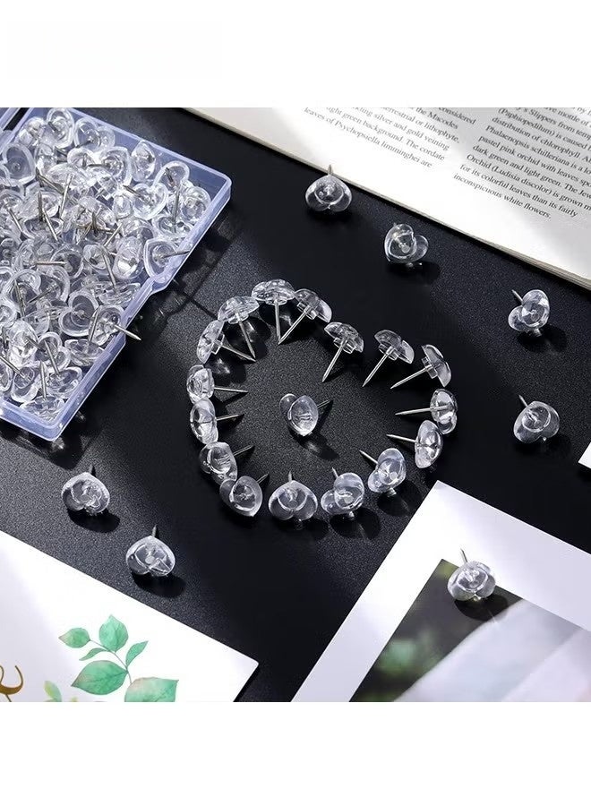 (100 Pieces) Heart Clear Push Pins for Cork Board, Transparent Heart Shaped Thumb Tacks Plastic Decorative Push Pins for Posters, Office, Photo Maps, School, Classroom Supplies - Image 5