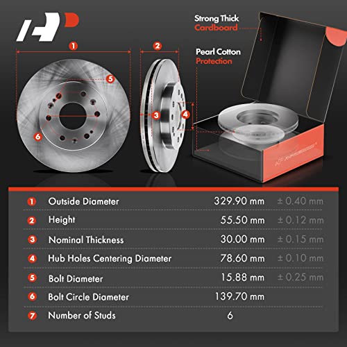 A-Premium أقراص فرامل ديسك أمامية وخلفية مع فتحات + مجموعة وسادات سيراميك متوافقة مع بعض موديلات شيفروليه، جي إم سي وكاديلاك - سيلفرادو 1500، سييرا 1500، إسكاليد (ESV/EXT)، أفالانش، تاهو، يوكون - Image 2