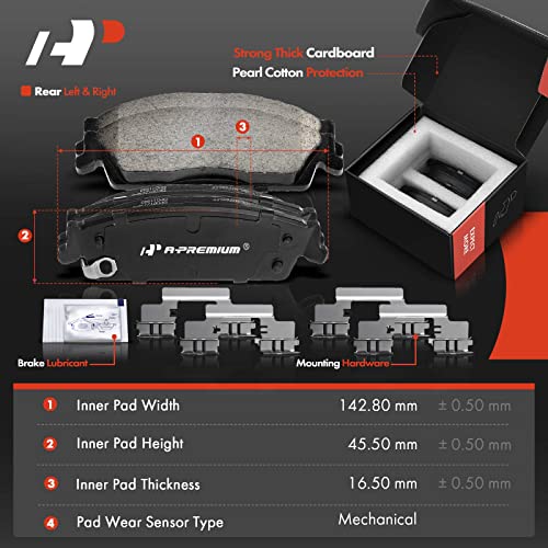 A-Premium أقراص فرامل ديسك أمامية وخلفية مع فتحات + مجموعة وسادات سيراميك متوافقة مع بعض موديلات شيفروليه، جي إم سي وكاديلاك - سيلفرادو 1500، سييرا 1500، إسكاليد (ESV/EXT)، أفالانش، تاهو، يوكون - Image 5