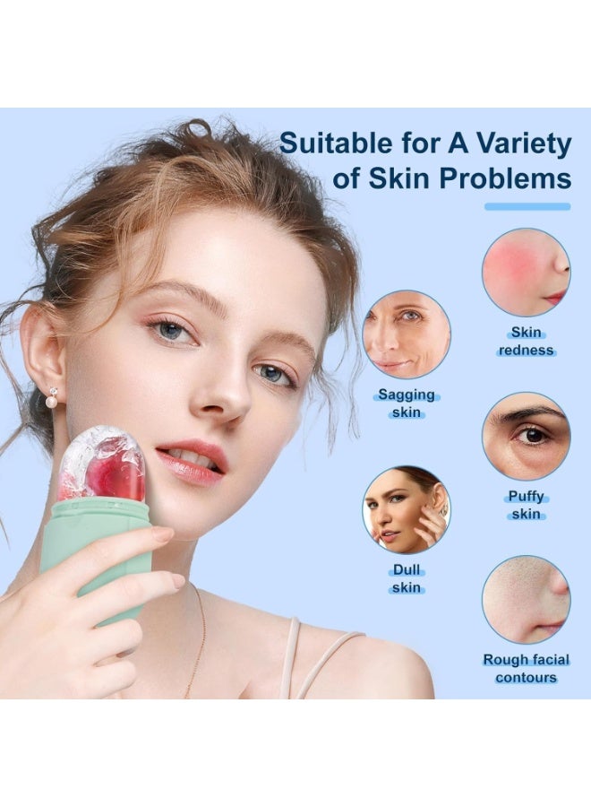 رولر ثلج للوجه والعين والرقبة من السيليكون قابل لإعادة الاستخدام – أداة مساج بارد للعناية بالبشرة وتقليل الانتفاخ والهالات السوداء وشد المسام وتنشيط الدورة الدموية – قالب ثلج تجميلي لتفتيح البشرة وتقليل الالتهابات وعلاج الصداع النصفي – أداة تبريد البشرة وترطيبها وتحسين نضارتها – أداة مساج تجميلية منزلية سهلة الاستخدام للسيدات - Image 2