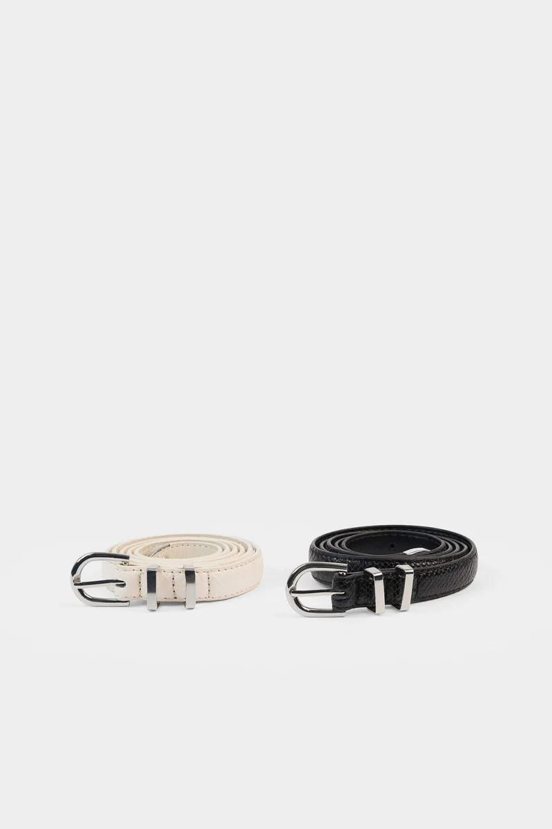 DeFacto Woman Oval Buckle Faux Leather 2 Piece Casual Belt