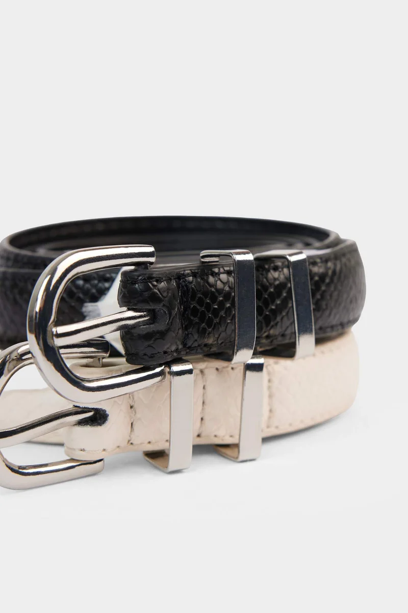DeFacto Woman Oval Buckle Faux Leather 2 Piece Casual Belt