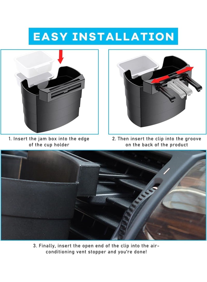 SYOSI Car French Fry Holder, Multi-Functional Vehicle Cup Holder with Sauce Compartment, Air Vent Expander for Drinks Snacks Small Items, Car Organizer for Travel Daily Commute Black - Image 3